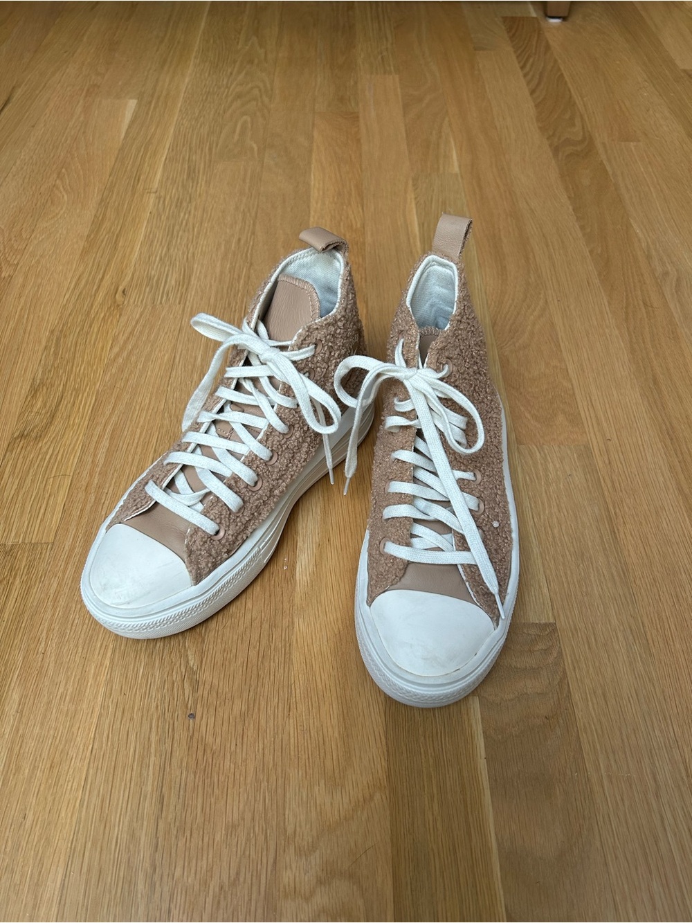 Womens Converse Beige Sherpa High-Top Sneakers
